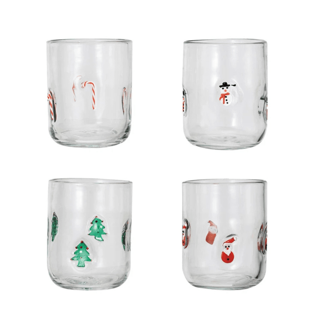 16oz Drinking Glass w/ Embedded Holiday Icons - 4 Style Options. Shopsweetluluss