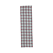 Embroidered Cotton Table Runner.- Natural, Green & Red Plaid, Shopsweetluluss