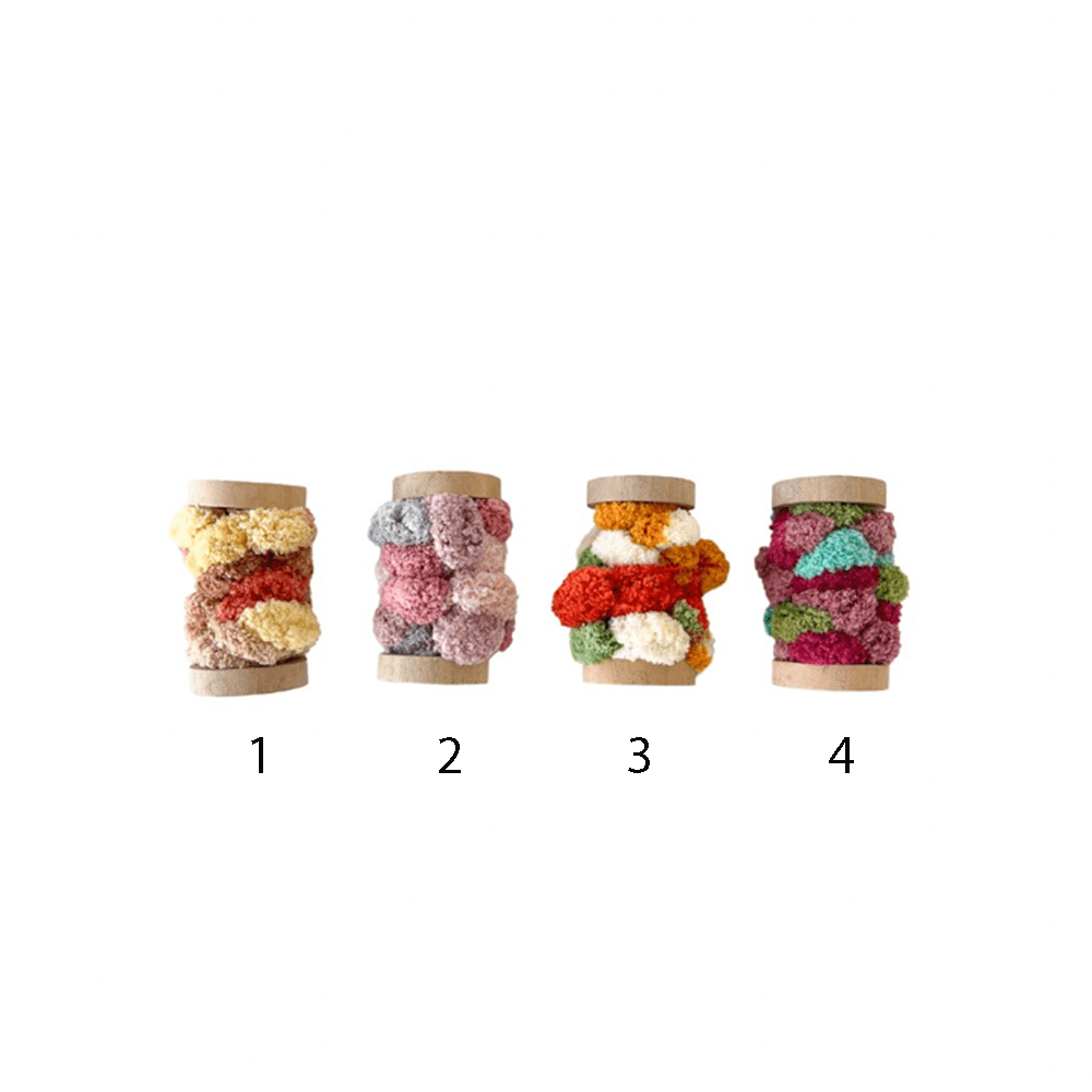 Fabric Pom Pom Trim on Wood Spool - 4 Colors, Shopsweetluluss