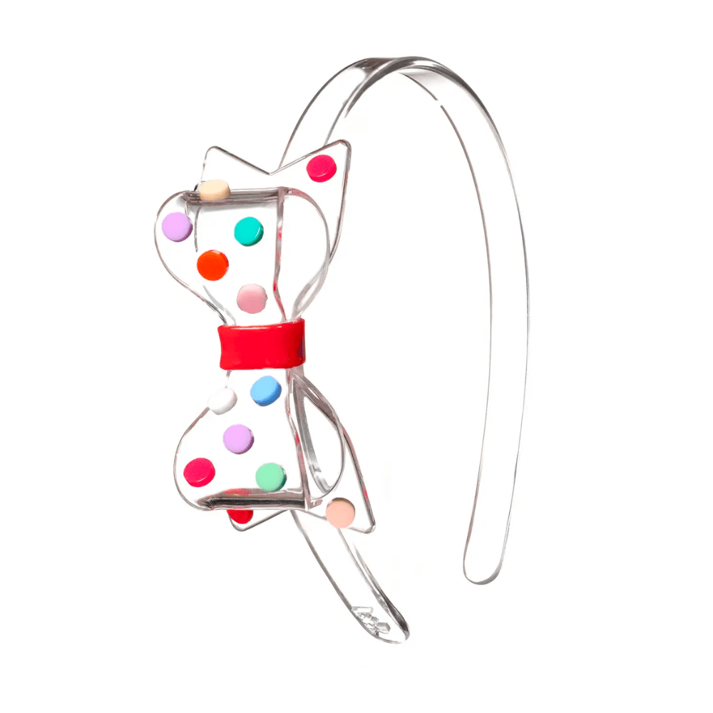 Fat Bow Colorful Dots Clear Headband - Shopsweetluluss