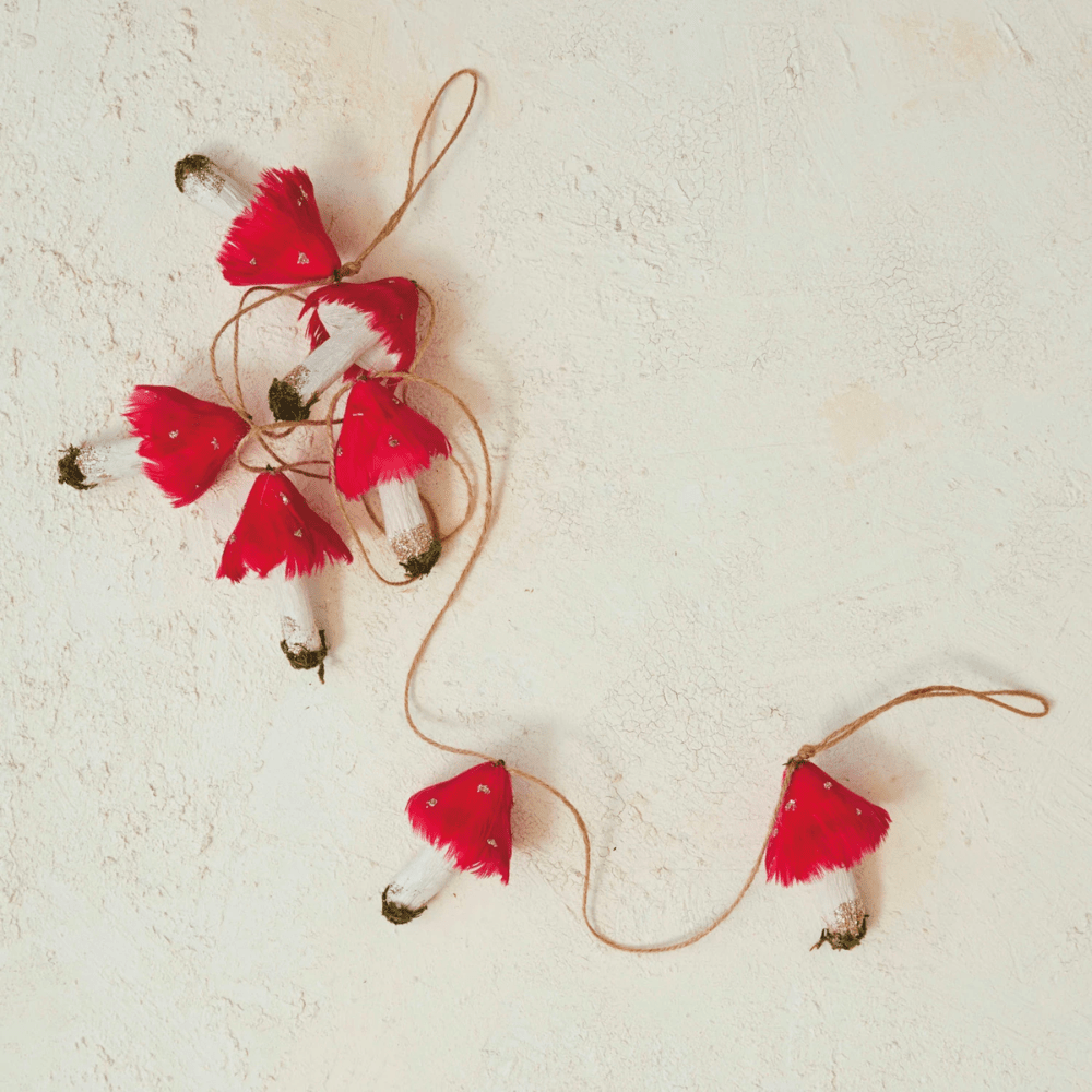Feather Mushroom Garland, Shopsweetluluss