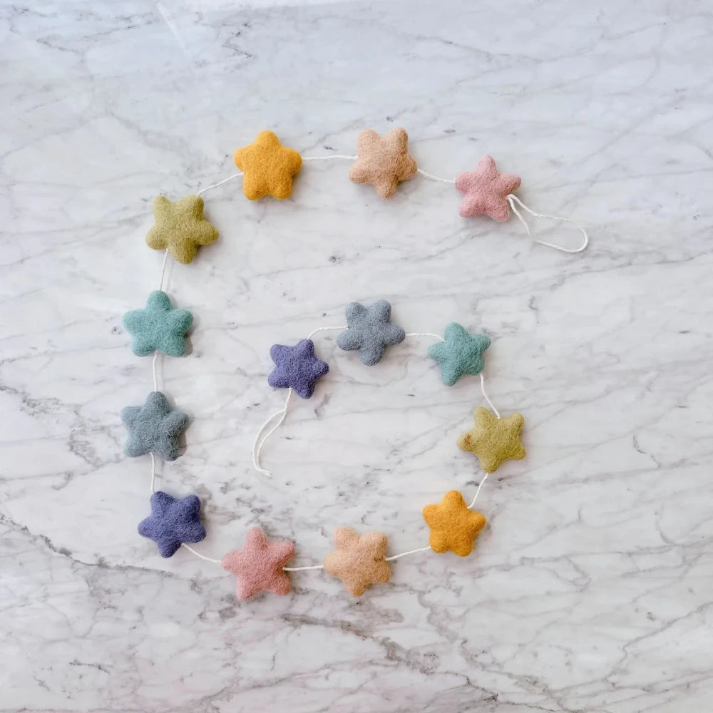Felt Star Garland  - Pastel, Shopsweetluluss