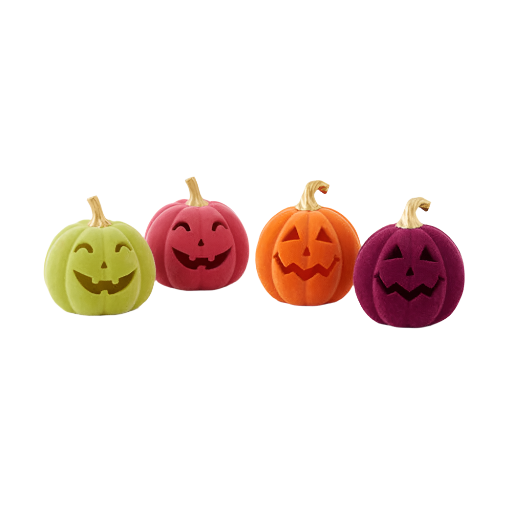 Flocked Gold Stem Jack-O-Lantern - 4 Style Options, Shopsweetluluss
