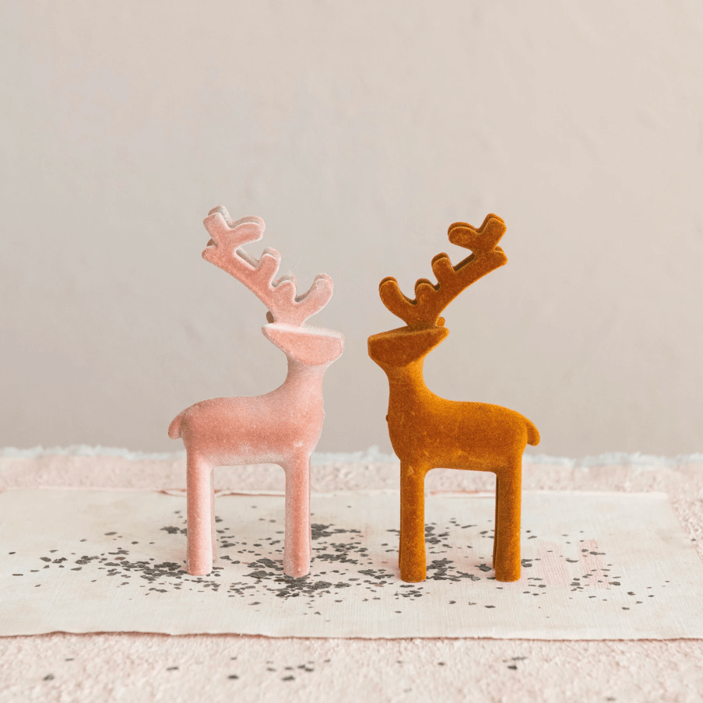 Flocked Plastic Reindeer, 2 Colors, Shopsweetluluss