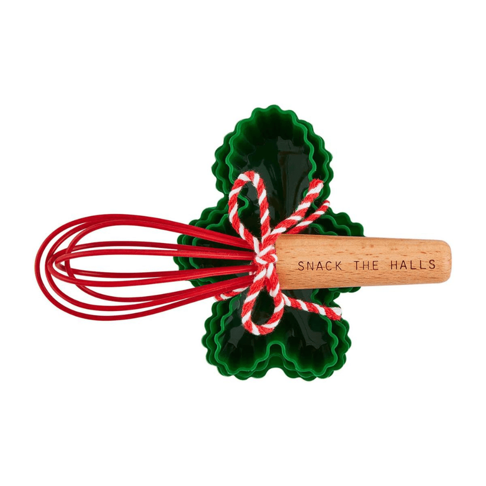 Christmas Baking Mold & Whisk Set - Green Gingerbread Mold & Red Whisk, Shopsweetluluss