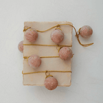 Glass Ball Ornament Garland w/ Embedded Natural Hay & Gold Cord  - Matte Pink, Shopsweetluluss