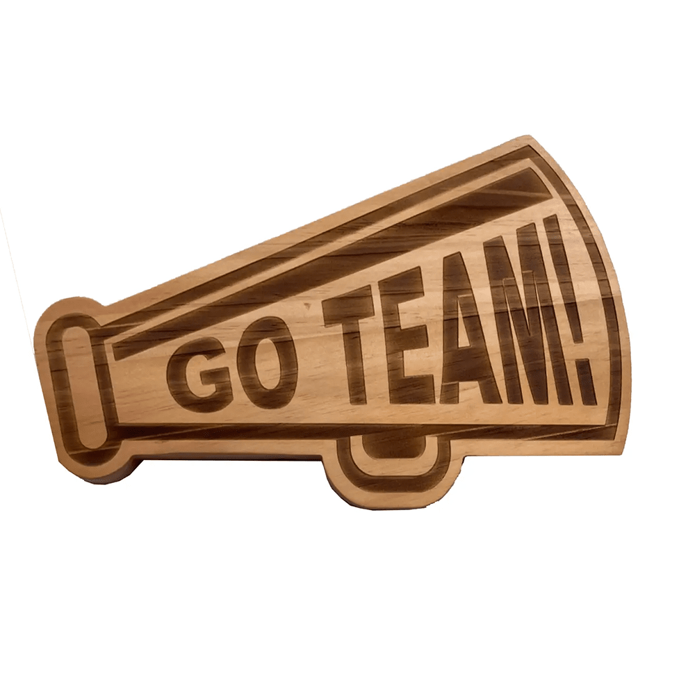 Go Team Megaphone Wood Cheese Board, Shopsweetluluss