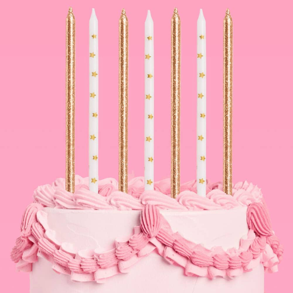 Gold Star Glitter Candles - 10pk, Shopsweetluluss