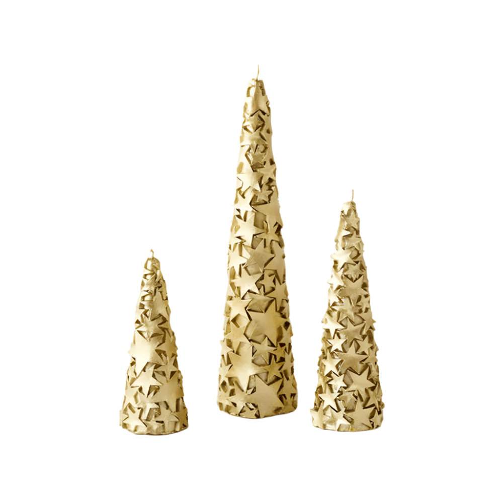 Gold Star Cone Candle Set, Shopsweetluluss