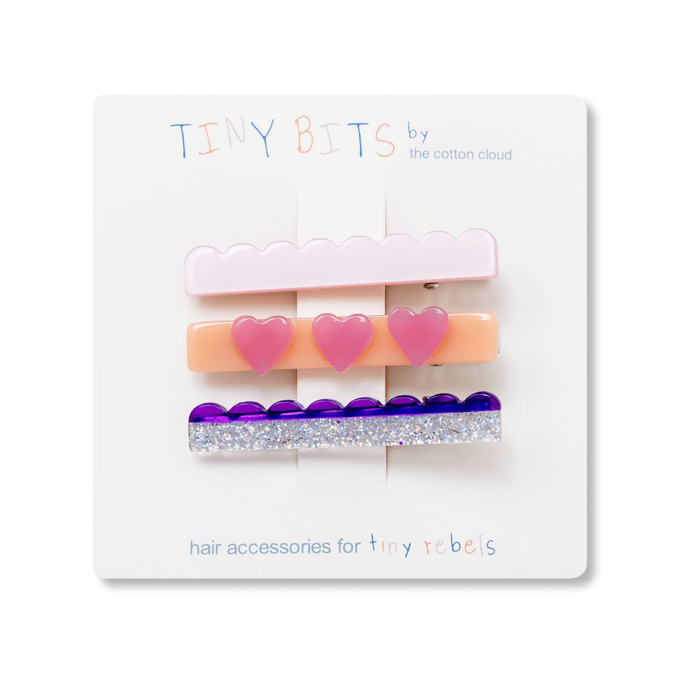 Hearts Hair Clips - Set of 3, Shopsweetluluss