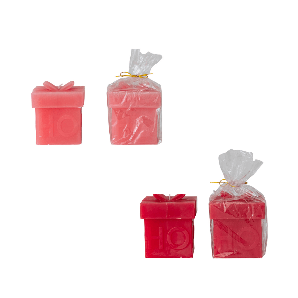 "Ho Ho Ho" Gift Box Shaped Candle, 2 Color Options, Shopsweetluluss