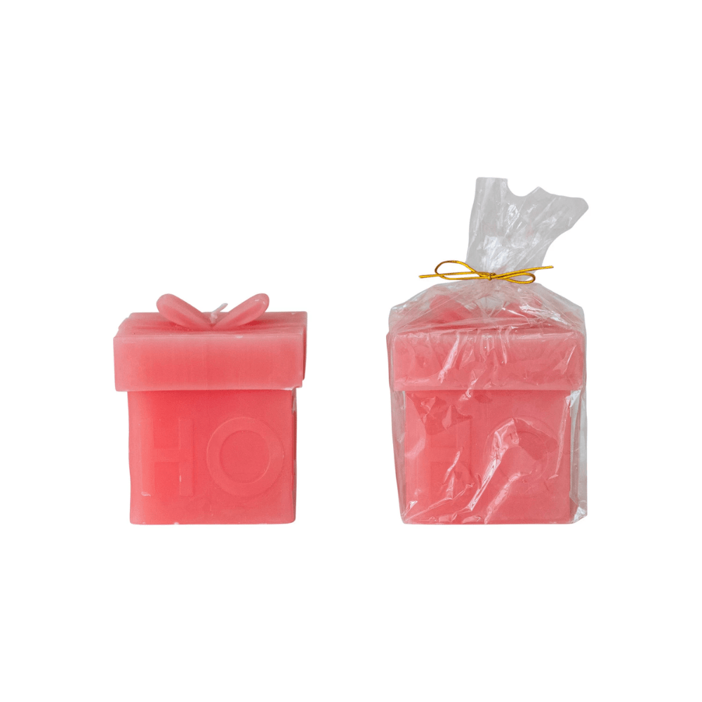 "Ho Ho Ho" Gift Box Shaped Candle, Pink, Shopsweetluluss