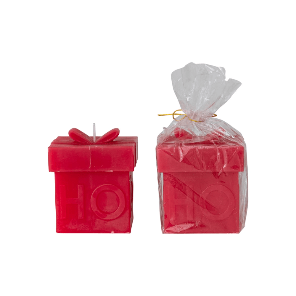 "Ho Ho Ho" Gift Box Shaped Candle, Red, Shopsweetluluss