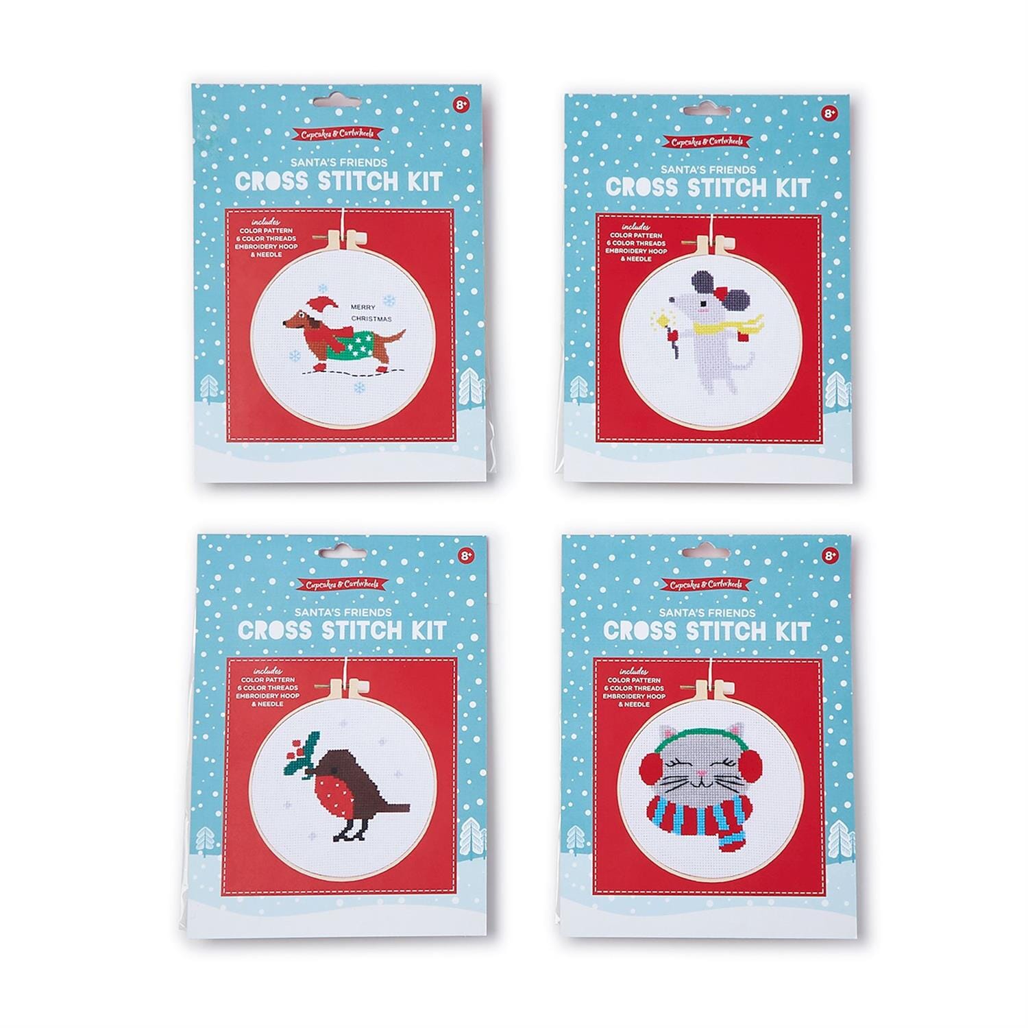 Holiday Cross Stitch Embroidery Craft Kit - 4 Style Options, Shopsweetluluss