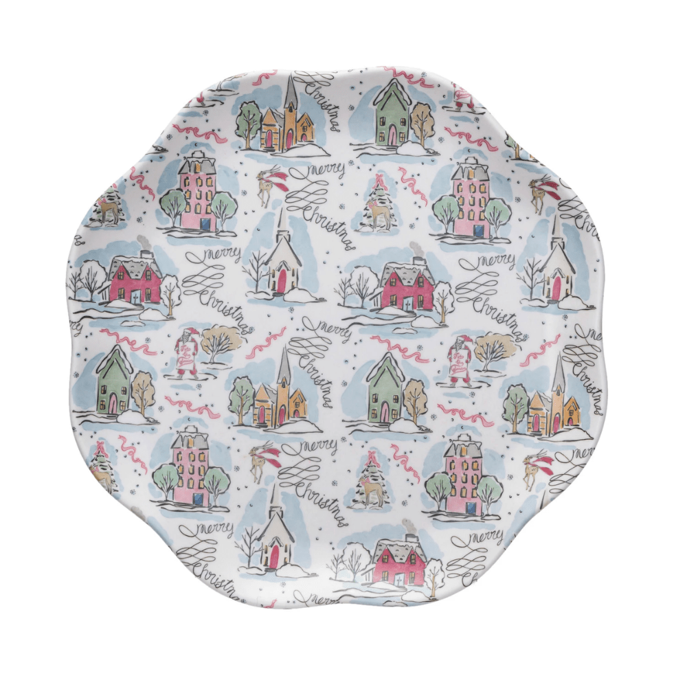 Holiday Pattern Melamine Scalloped Plate, Shopsweetluluss