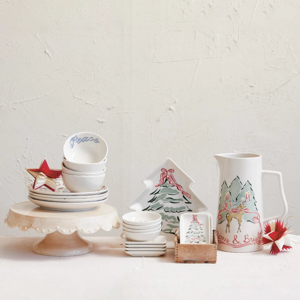 Holiday Stoneware Tree Shaped Plate with Christmas Tree, Shopsweetluluss
