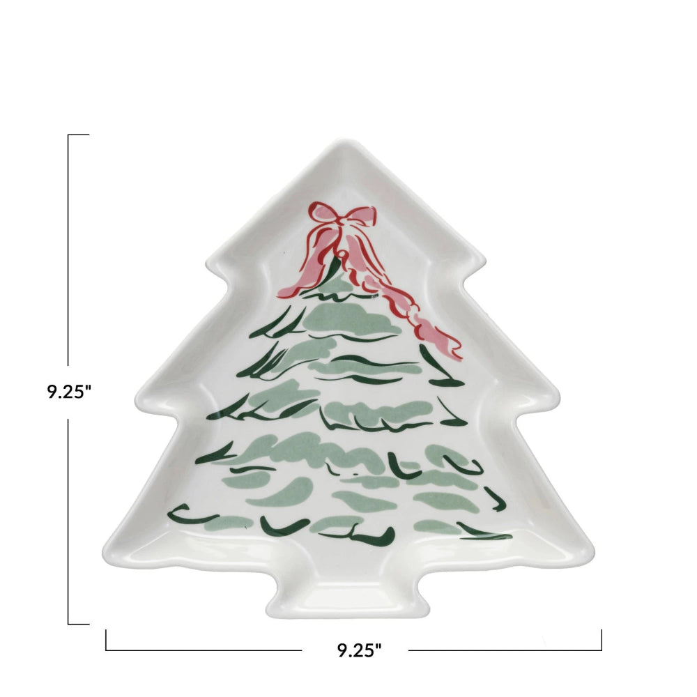 Holiday Stoneware Tree Shaped Plate with Christmas Tree, Shopsweetluluss