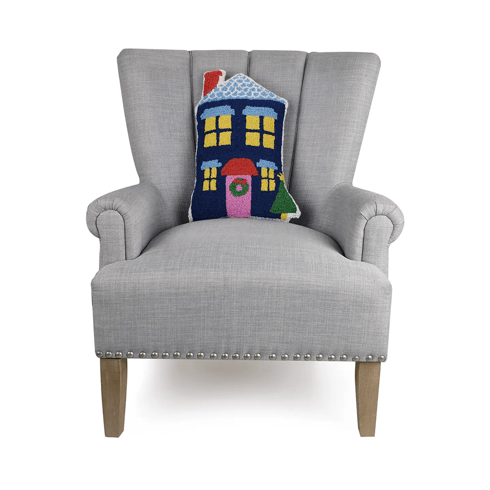 Holiday Village Blue House Hook Pillow, Shopsweetluluss