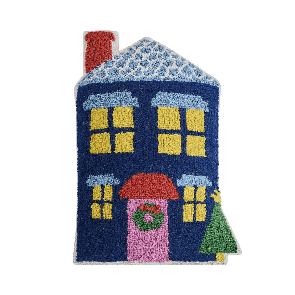 Holiday Village Blue House Hook Pillow, Shopsweetluluss
