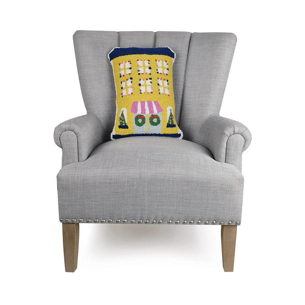 Holiday Village Yellow House Hook Pillow, Shopsweetluluss