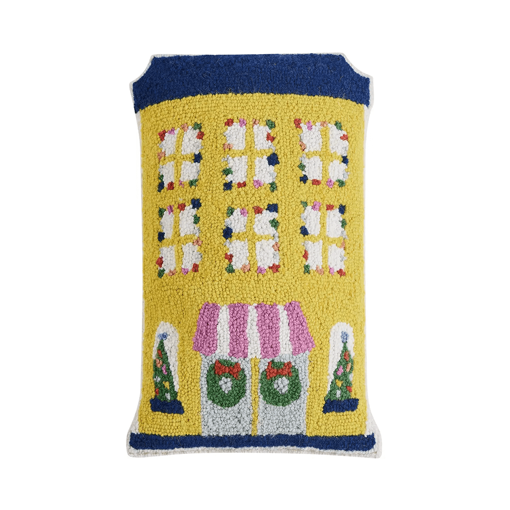 Holiday Village Yellow House Hook Pillow, Shopsweetluluss