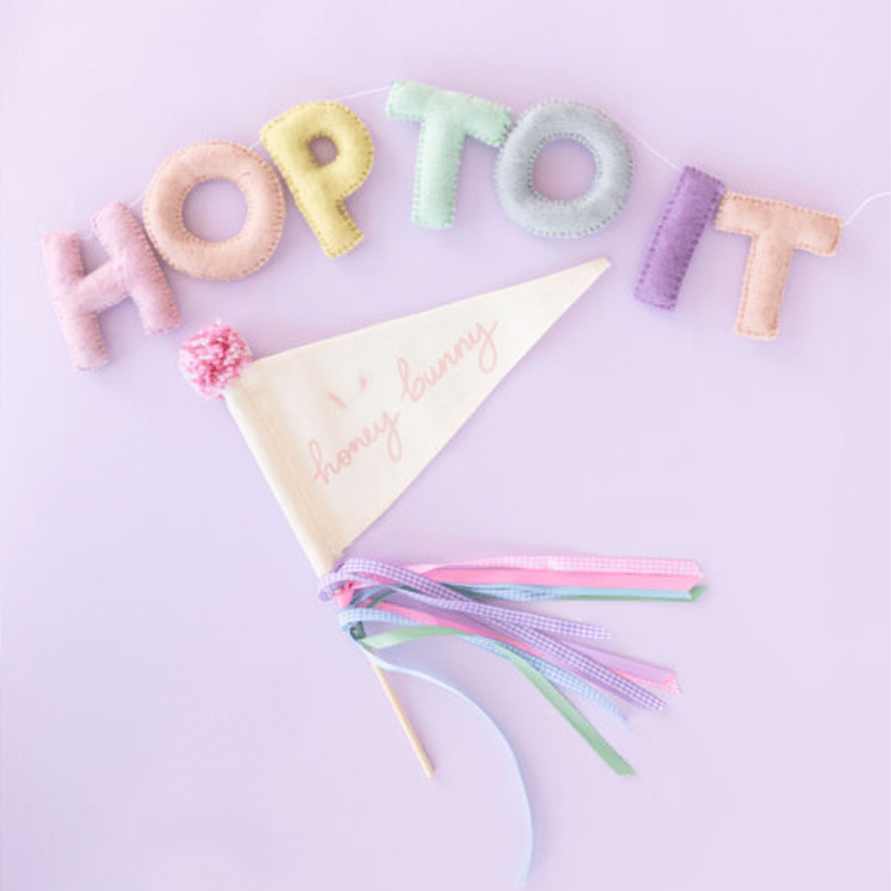 Honey Bunny Mini Pennant Flag, Shopsweetluluss