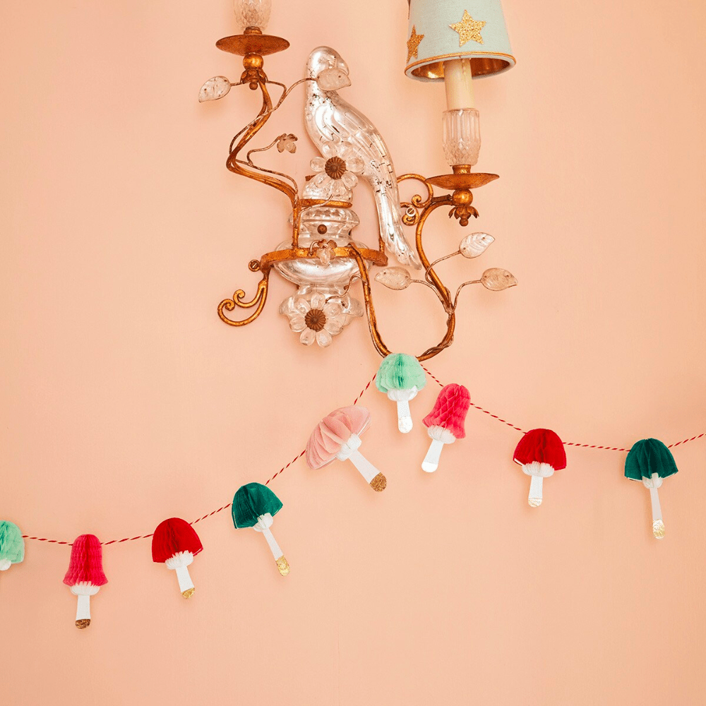 Meri Meri Honeycomb Mushrooms Mini Garland, Shopsweetluluss