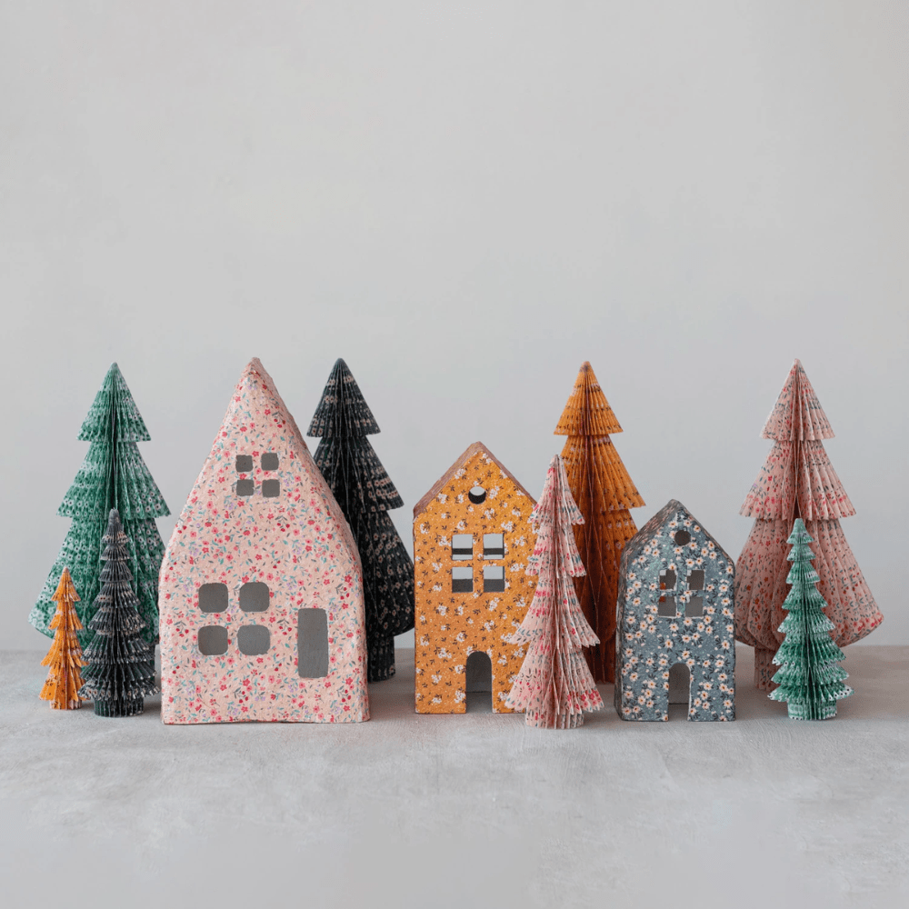 Handmade Recycled Paper Folding Honeycomb Tree w/ Chintz Pattern - 4 Colors
