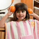 Children's Hooded Poncho - Mandy Mandarine, Shopsweetluluss