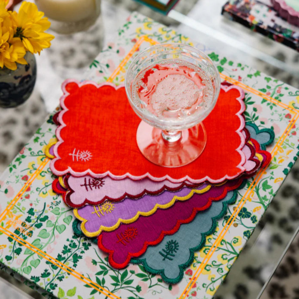 Iconic Linen Cocktail Napkins, Kaleidoscope - Set of 6, Shopsweetluluss