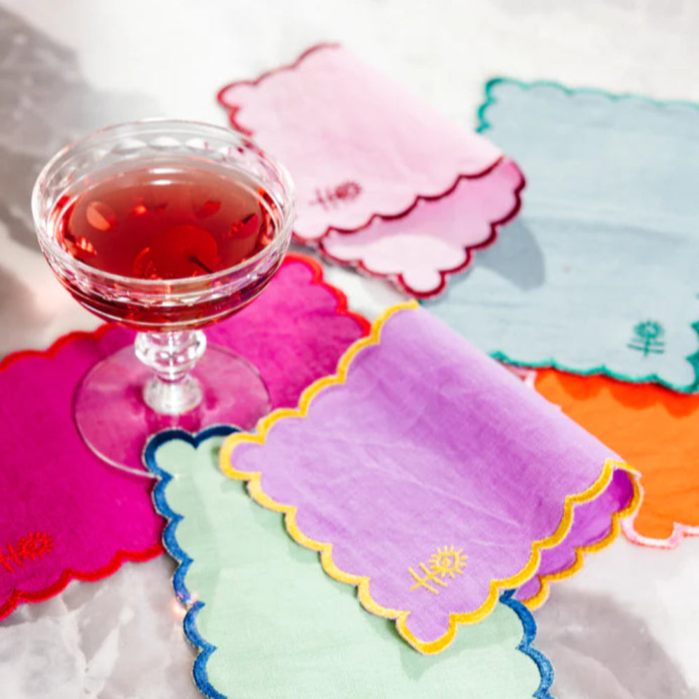 Iconic Linen Cocktail Napkins, Kaleidoscope - Set of 6, Shopsweetluluss