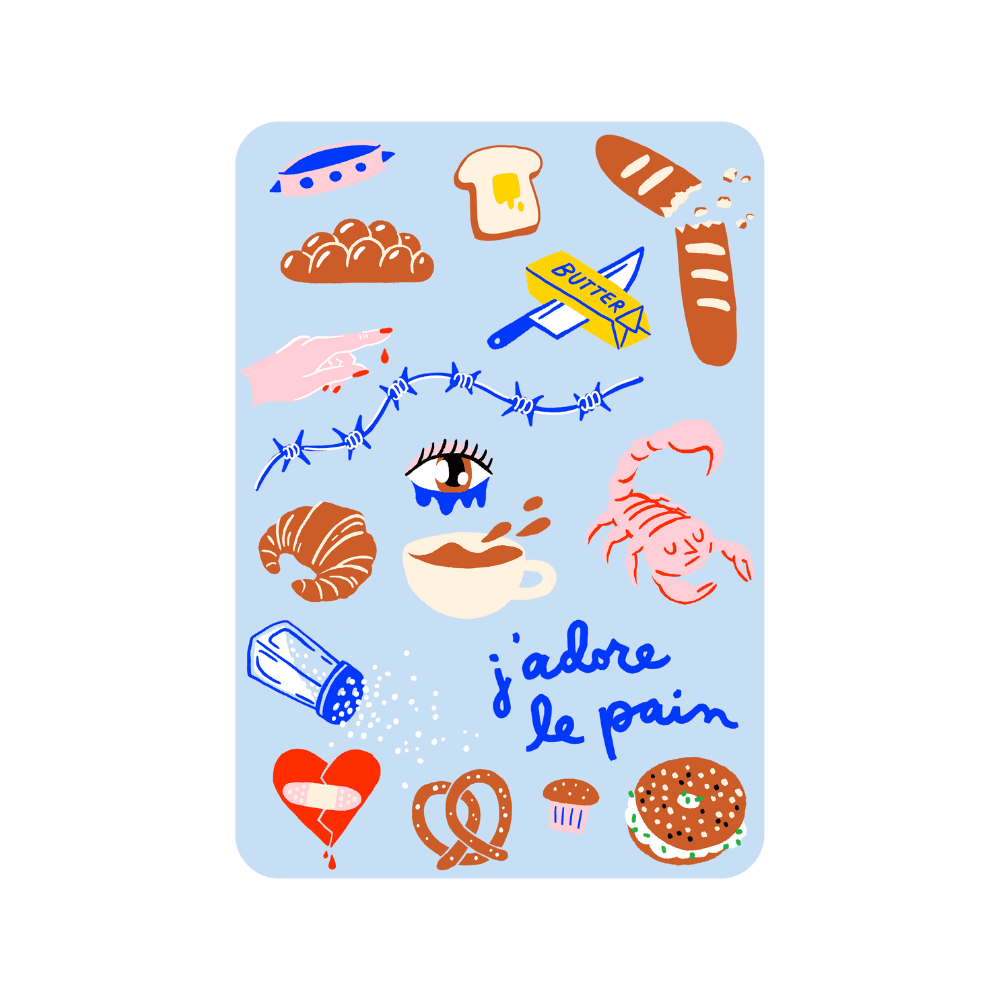 "J'Adore Le Pain" Iron-on Sheets, Pack of 2, Shopsweetluluss