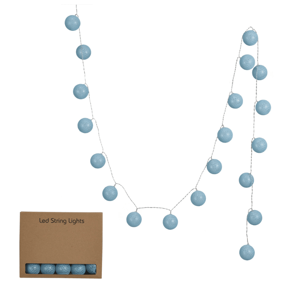 Plastic Ball LED String Light w/20 Lights, Blue, Shopsweetluluss