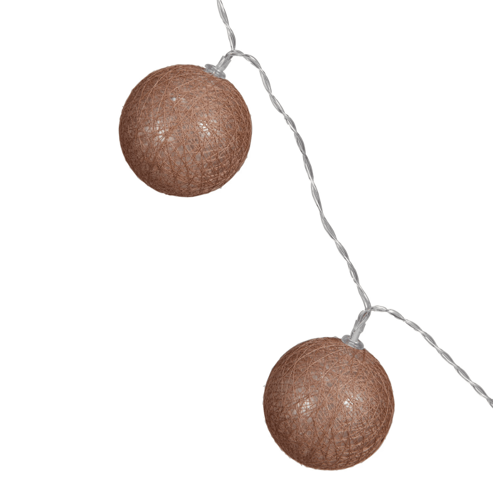 Plastic Ball LED String Light w/20 Lights, Brown, Shopsweetluluss