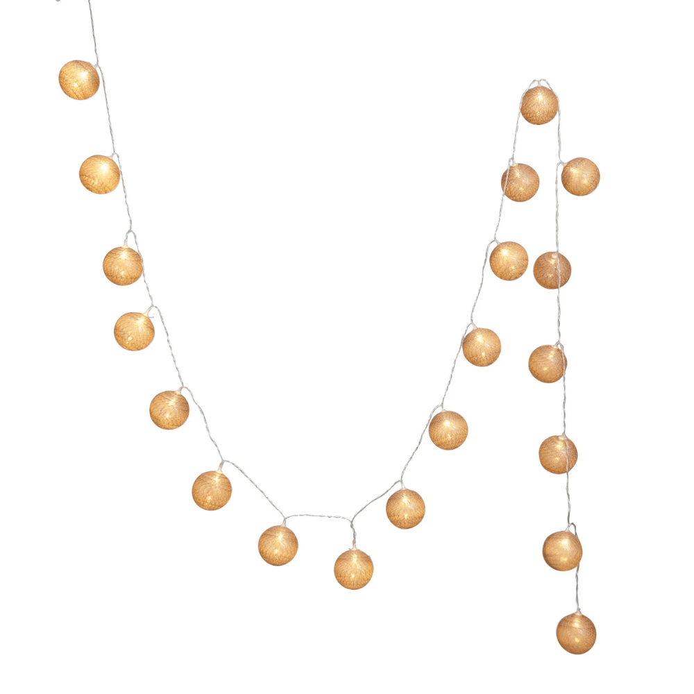 Plastic Ball LED String Light w/20 Lights, Brown, Shopsweetluluss