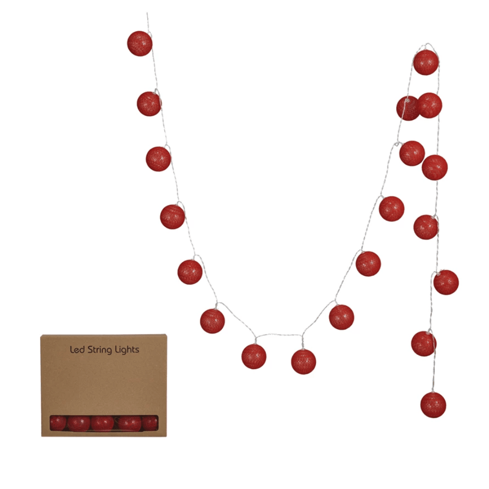 Plastic Ball LED String Light w/20 Lights, Burgundy, Shopsweetluluss