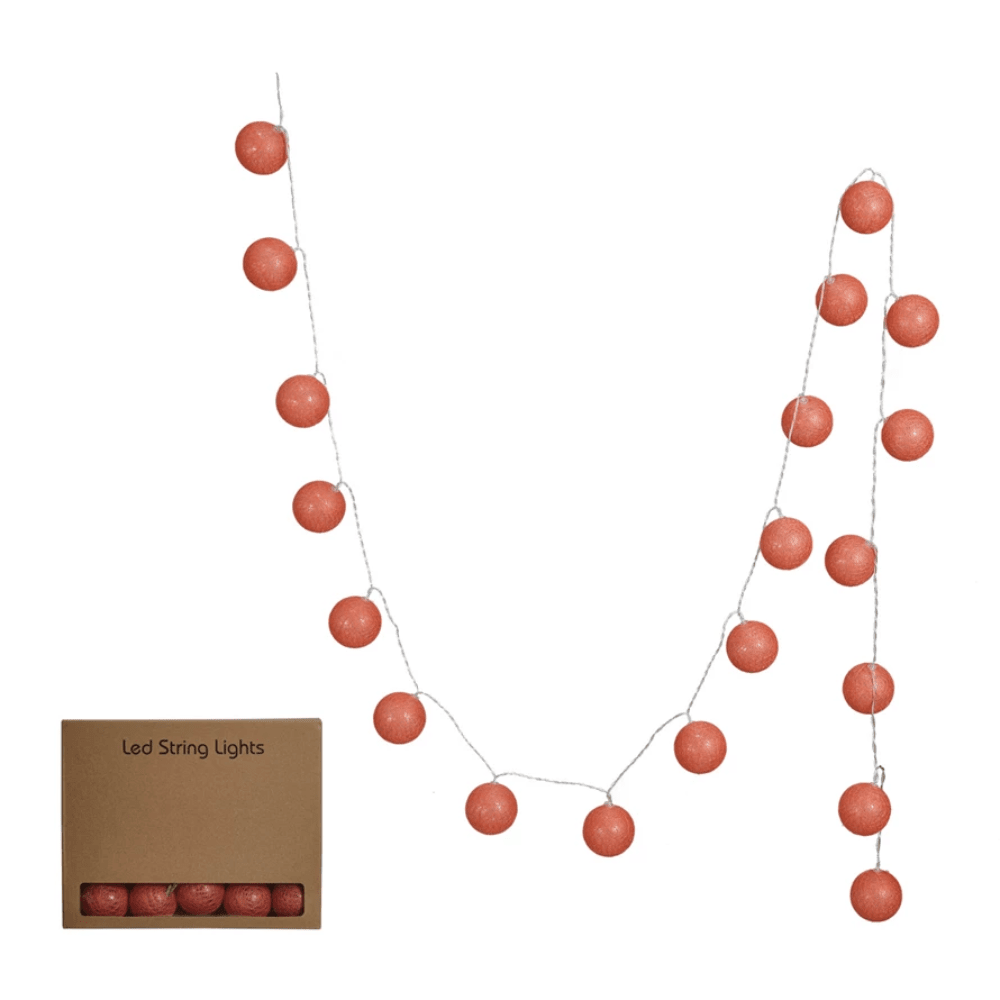 Plastic Ball LED String Light w/20 Lights, Rust, Shopsweetluluss