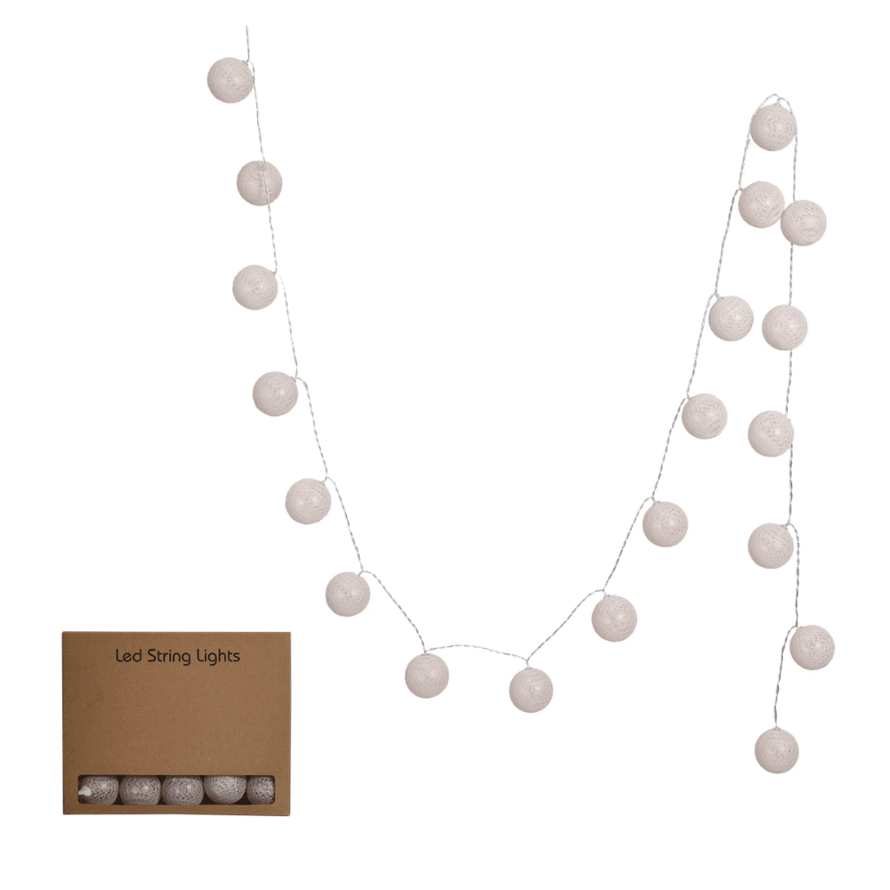 Plastic Ball LED String Light w/20 Lights, Taupe, Shopsweetluluss