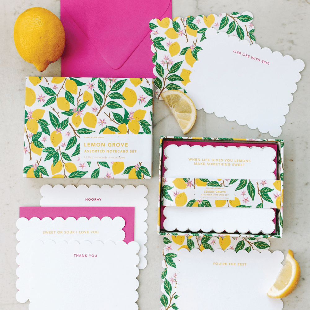 Lemon Grove Assorted Notecard Set, Shopsweetluluss