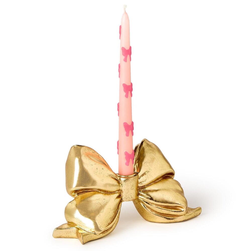 Large Gold Bow Taper Candle Holder, Shopsweetluluss