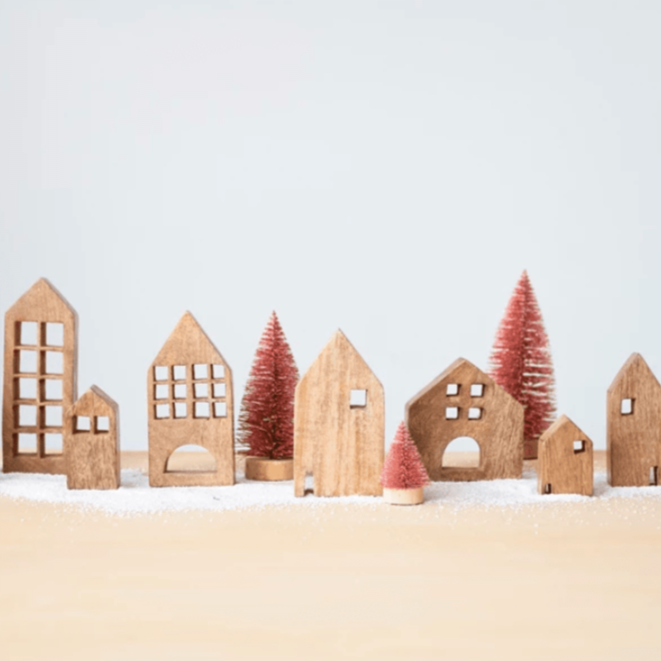 Mango Wood Village Set, Shopsweetluluss