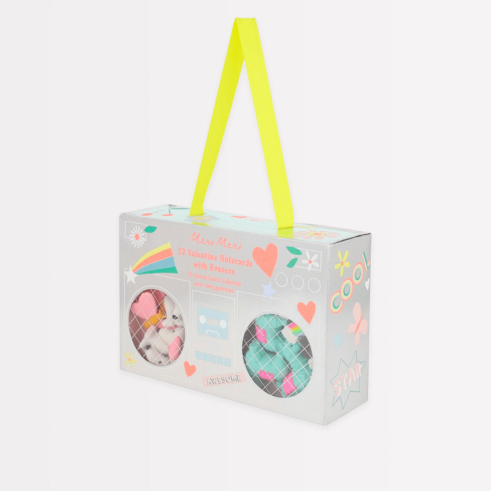 Meri Meri Boom Box Kids Valentine's Cards & Erasers Set, Shopsweetluluss