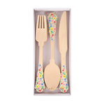 Meri Meri Elegant Floral Wooden Cutlery Set, Shopsweetluluss