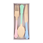 Meri Meri Elegant Mixed Colour Wooden Cutlery Set, Shopsweetluluss