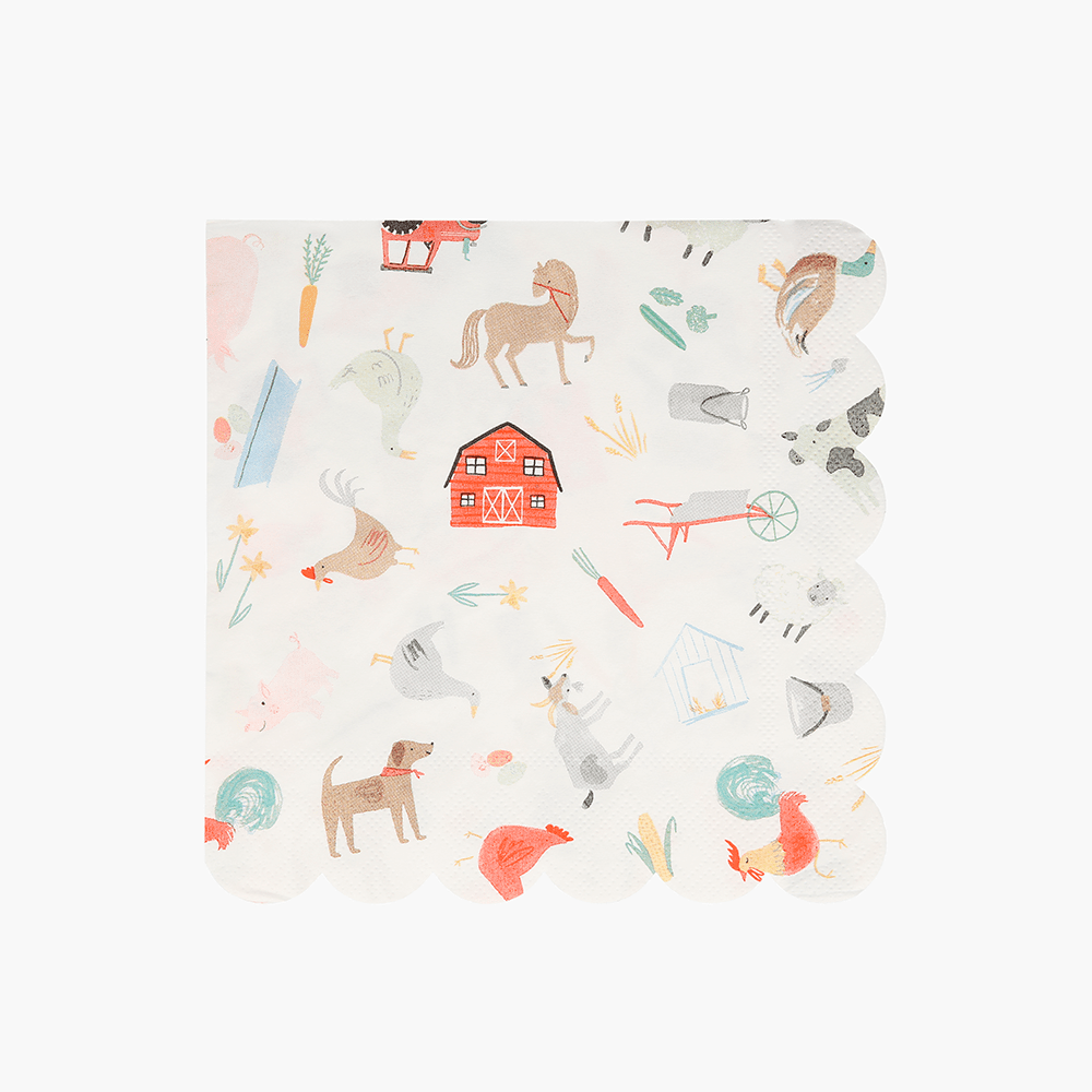 Meri Meri Farm Print Large Napkins, Shopsweetluluss
