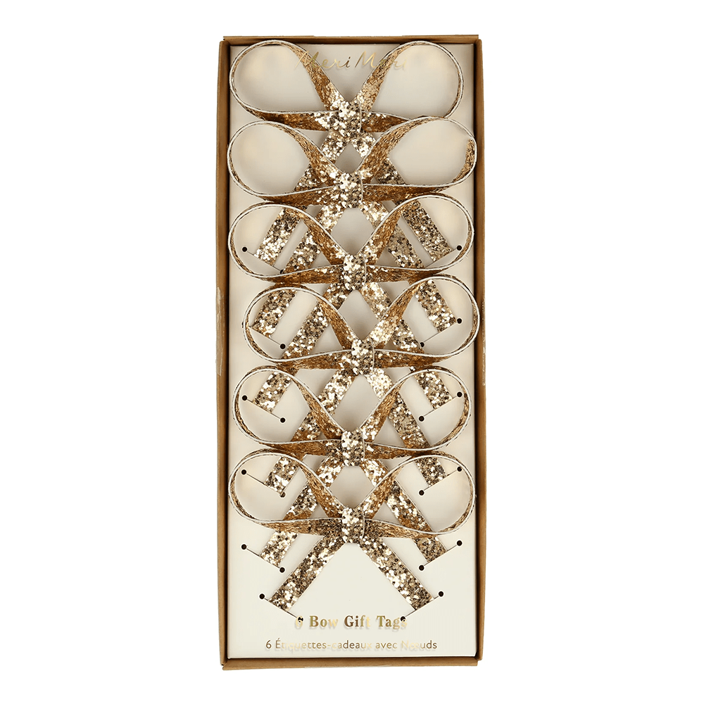 Meri Meri Glitter Bow Gift Tag Set, Shopsweetluluss