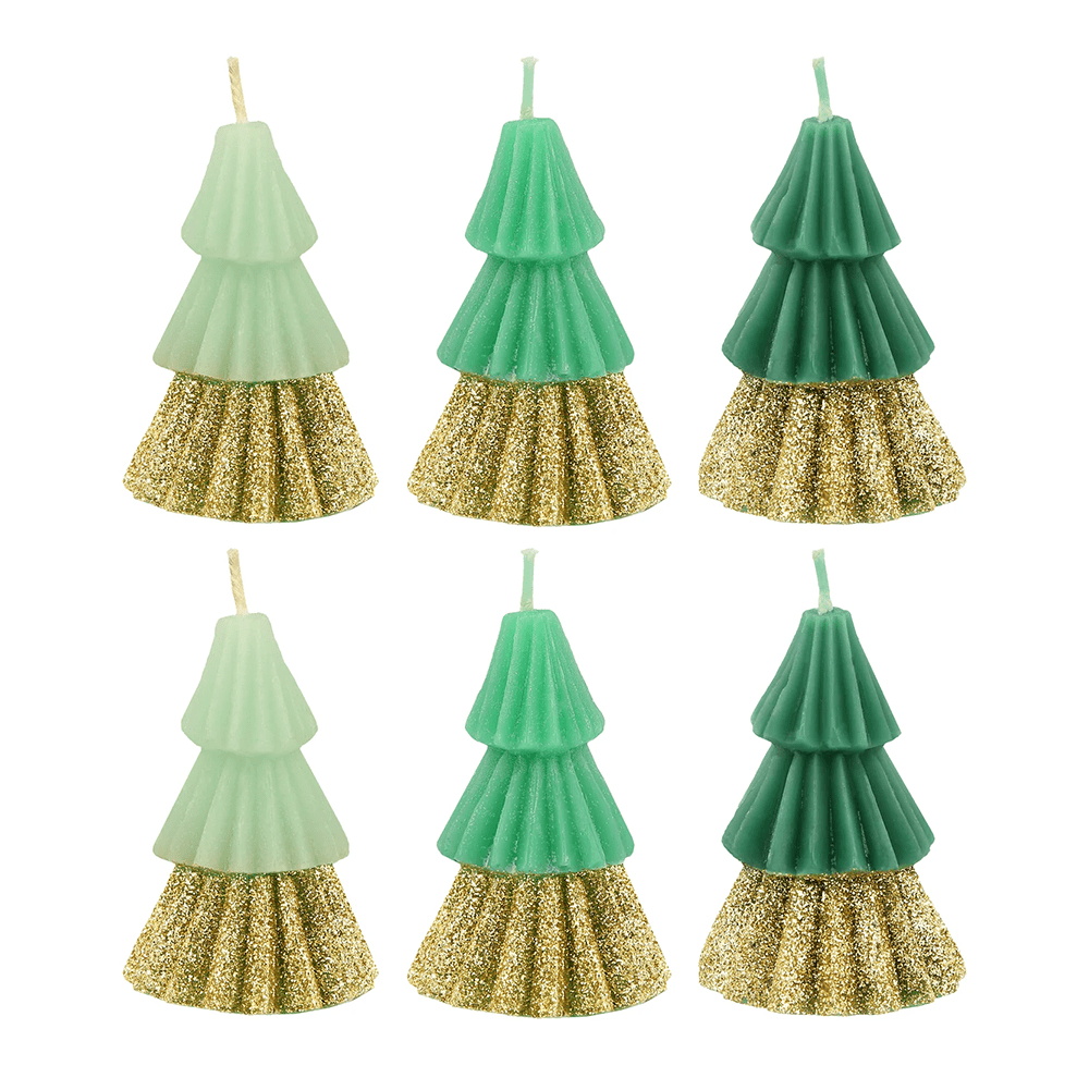 Meri Meri Green Mini Tree Candles, Shopsweetluluss