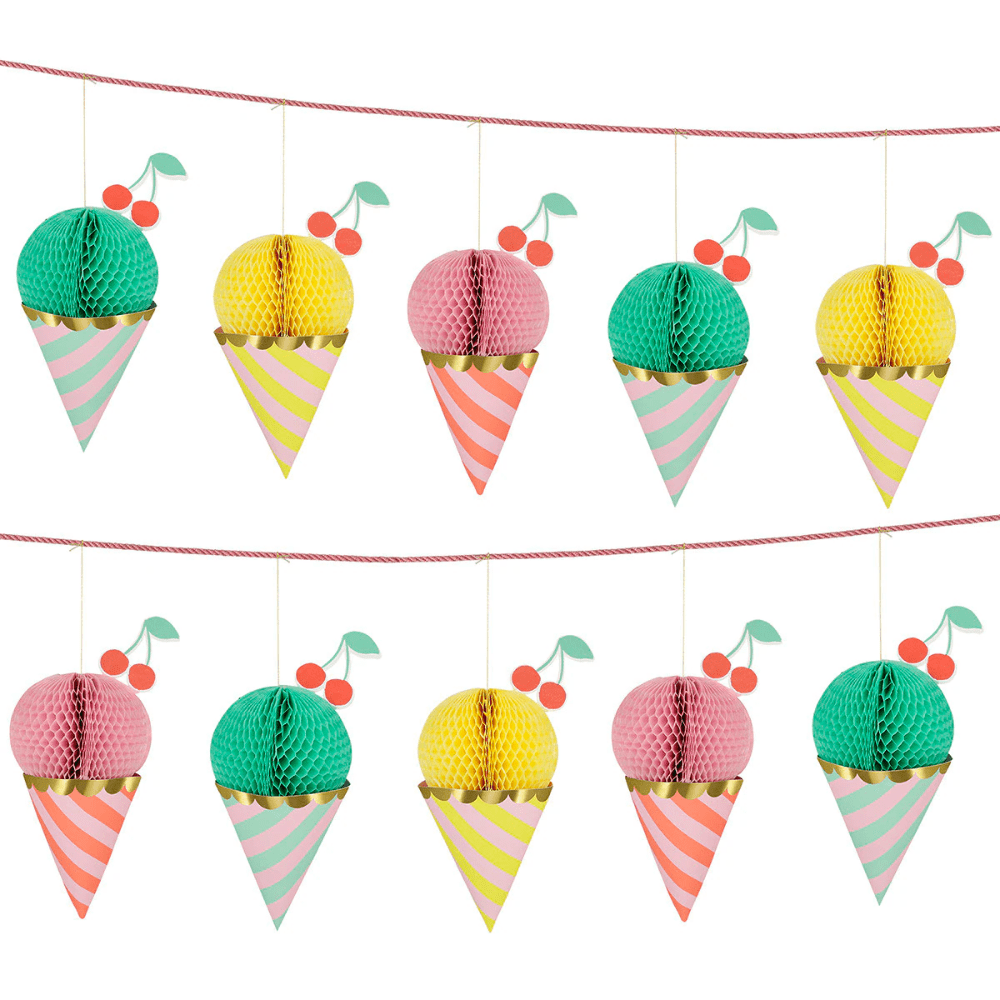 Meri Meri Ice Cream Honeycomb Garland, Shopsweetluluss