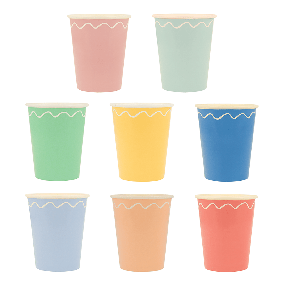 Meri Meri Mixed Wavy Line Cups, Shopsweetluluss