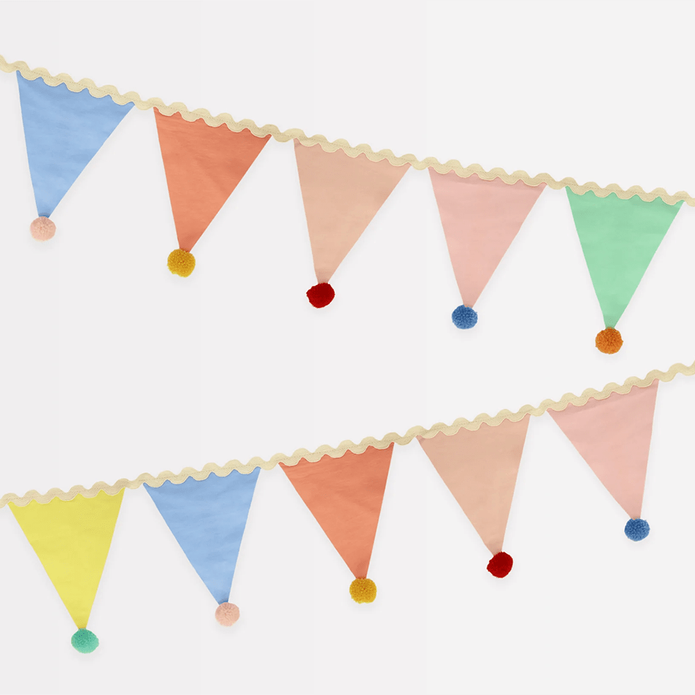 Meri Meri Pastel Pom Pom Flag Garland, Shopsweetluluss